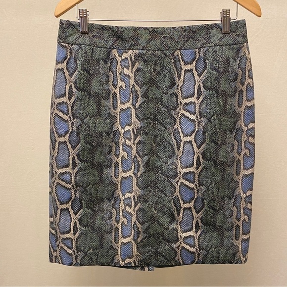 Ann Taylor Loft Snakeskin Python Print Skirt Blue Green Size 8 Animal Print - Picture 10 of 11